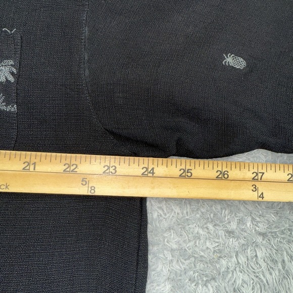 Tommy Bahama Mens Hawaiian Silk‎ Button Down Shirt Vintage Black Large Pineapple - Picture 6 of 7